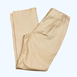 Vintage 90s Tan Beige Leather Pants Flat Front 12 Mid High Rise Straight Leg